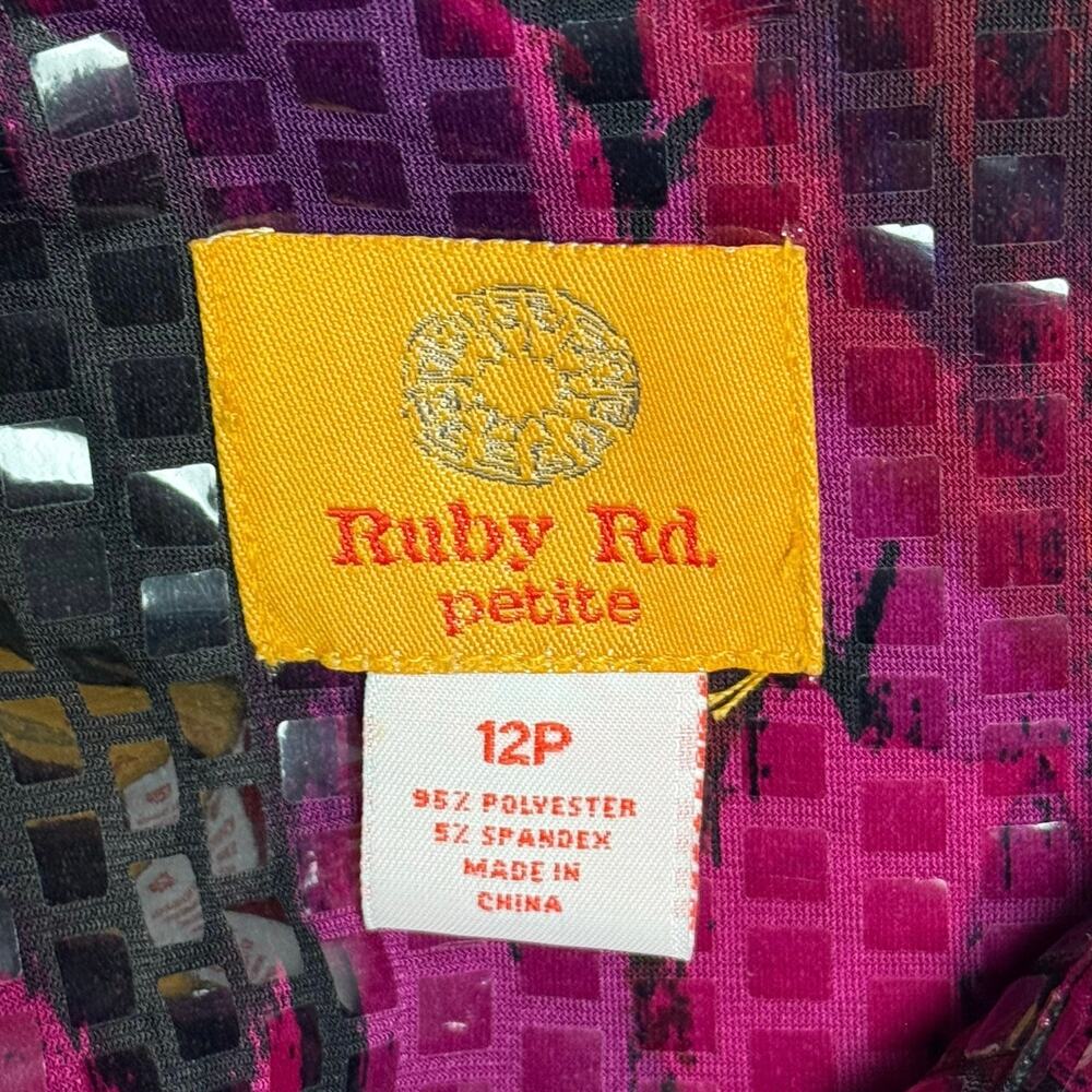 Ruby Rd. Magenta & Black Patterned Zip-Front Jacket - Picture 3 of 4